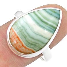 14.50cts solitaire natural green opal pear sterling silver ring size 10 u47672