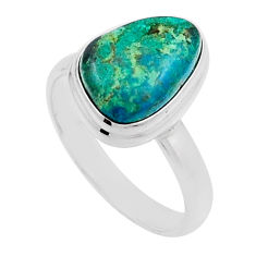 5.08cts solitaire natural green opaline 925 sterling silver ring size 8 n16696