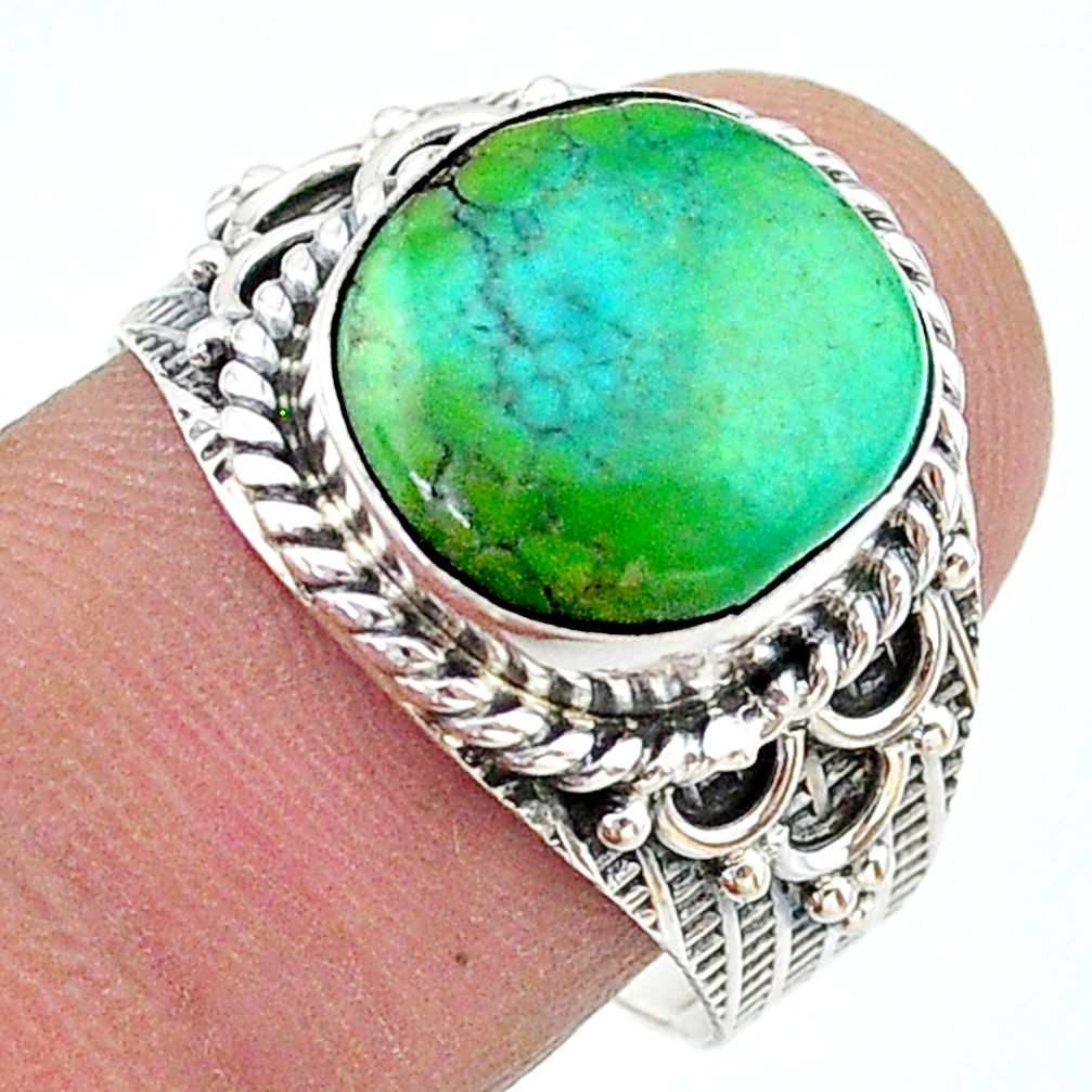 5.16cts solitaire natural green opaline 925 sterling silver ring size 8 t17777