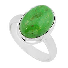 6.05cts solitaire natural green opaline 925 sterling silver ring size 6.5 y68377