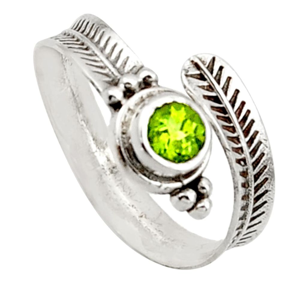 1.04cts solitaire natural green peridot 925 silver adjustable ring size 9 r40770