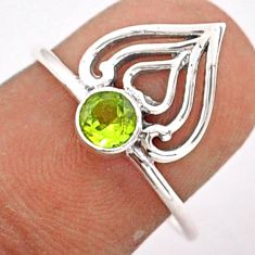 0.38cts solitaire natural green peridot 925 silver heart ring size 7.5 t84019
