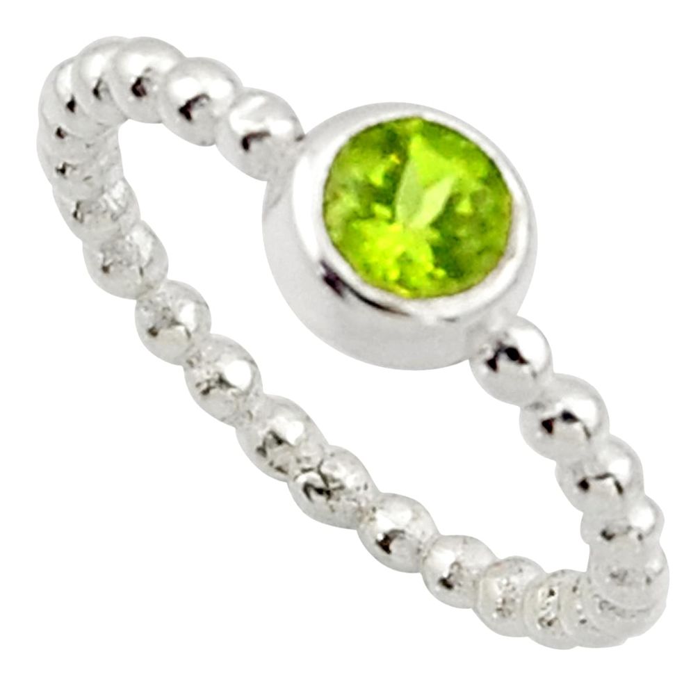 0.99cts solitaire natural green peridot 925 sterling silver ring size 6.5 r40522
