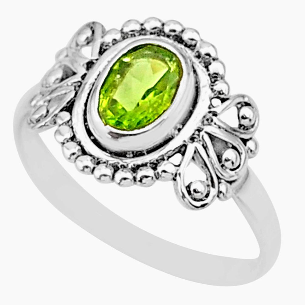 1.74cts solitaire natural green peridot 925 sterling silver ring size 6 r87267