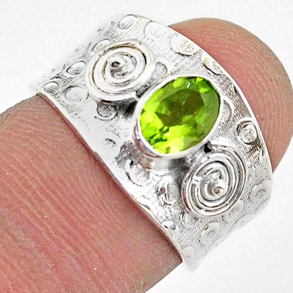 1.37cts solitaire natural green peridot 925 sterling silver ring size 6 t42222