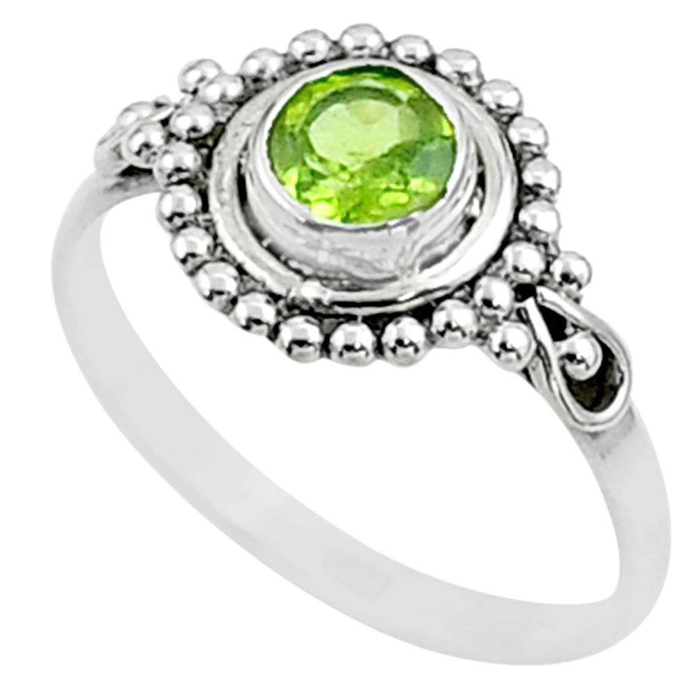 0.99cts solitaire natural green peridot 925 sterling silver ring size 6 t51957