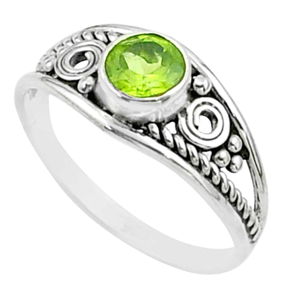 0.81cts solitaire natural green peridot 925 sterling silver ring size 6 t51981