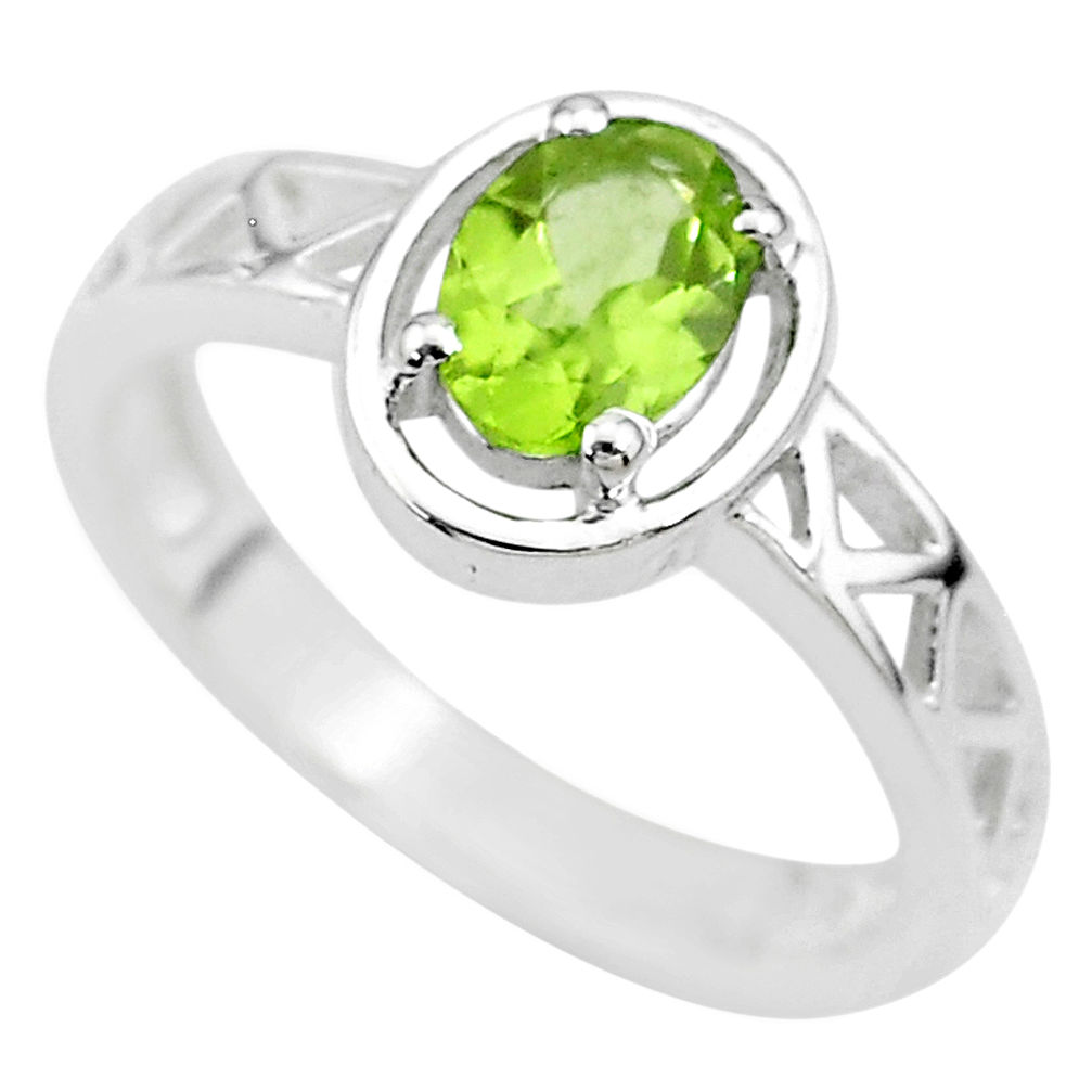 1.51cts solitaire natural green peridot 925 sterling silver ring size 6 t8021