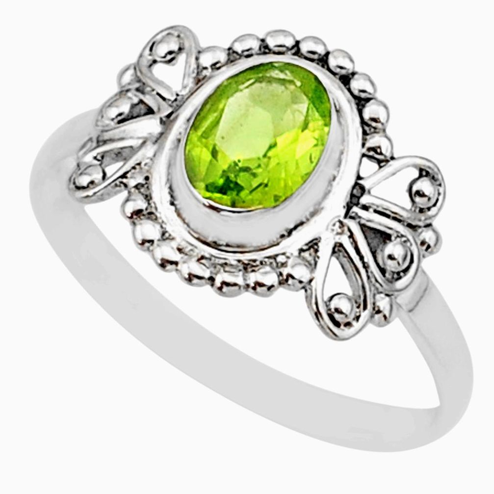 1.58cts solitaire natural green peridot 925 sterling silver ring size 7 r87245