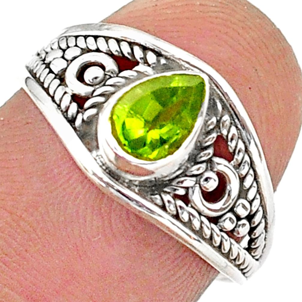 1.58cts solitaire natural green peridot 925 sterling silver ring size 7 t40068