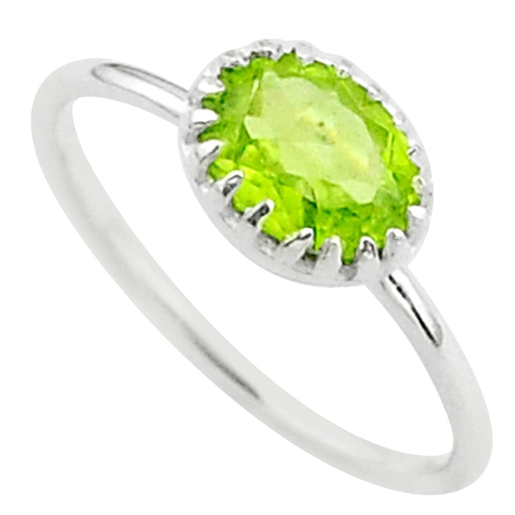 2.15cts solitaire natural green peridot 925 sterling silver ring size 7 t40938