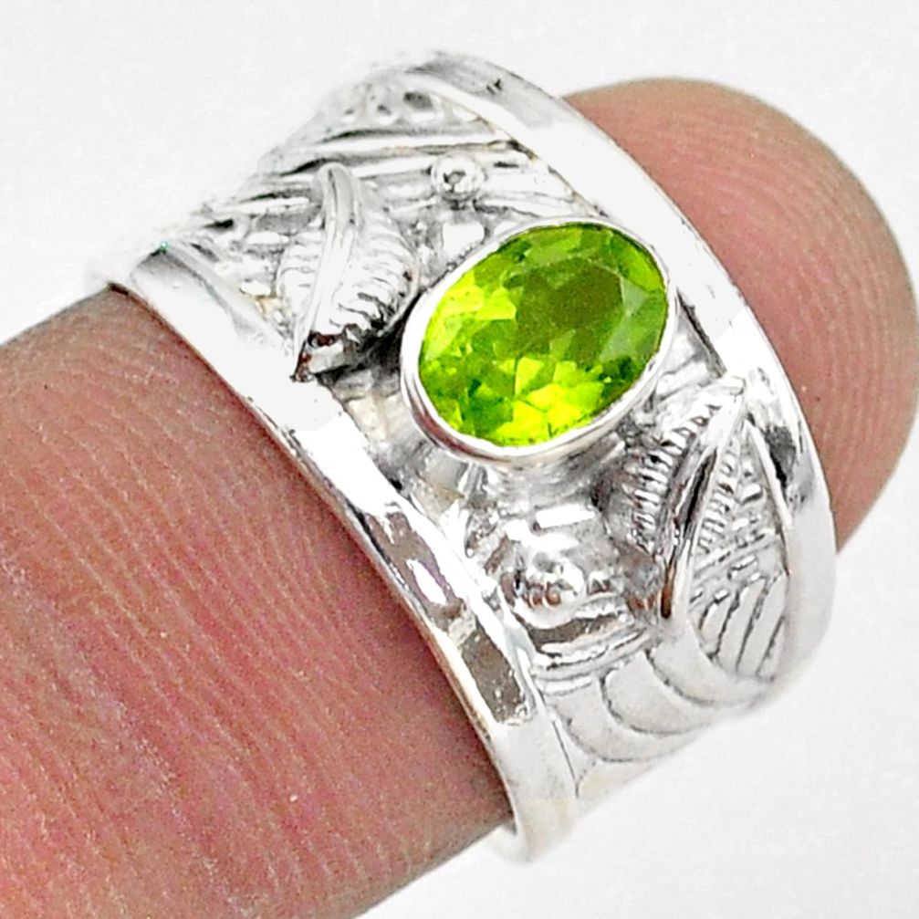 1.57cts solitaire natural green peridot 925 sterling silver ring size 7 t42224
