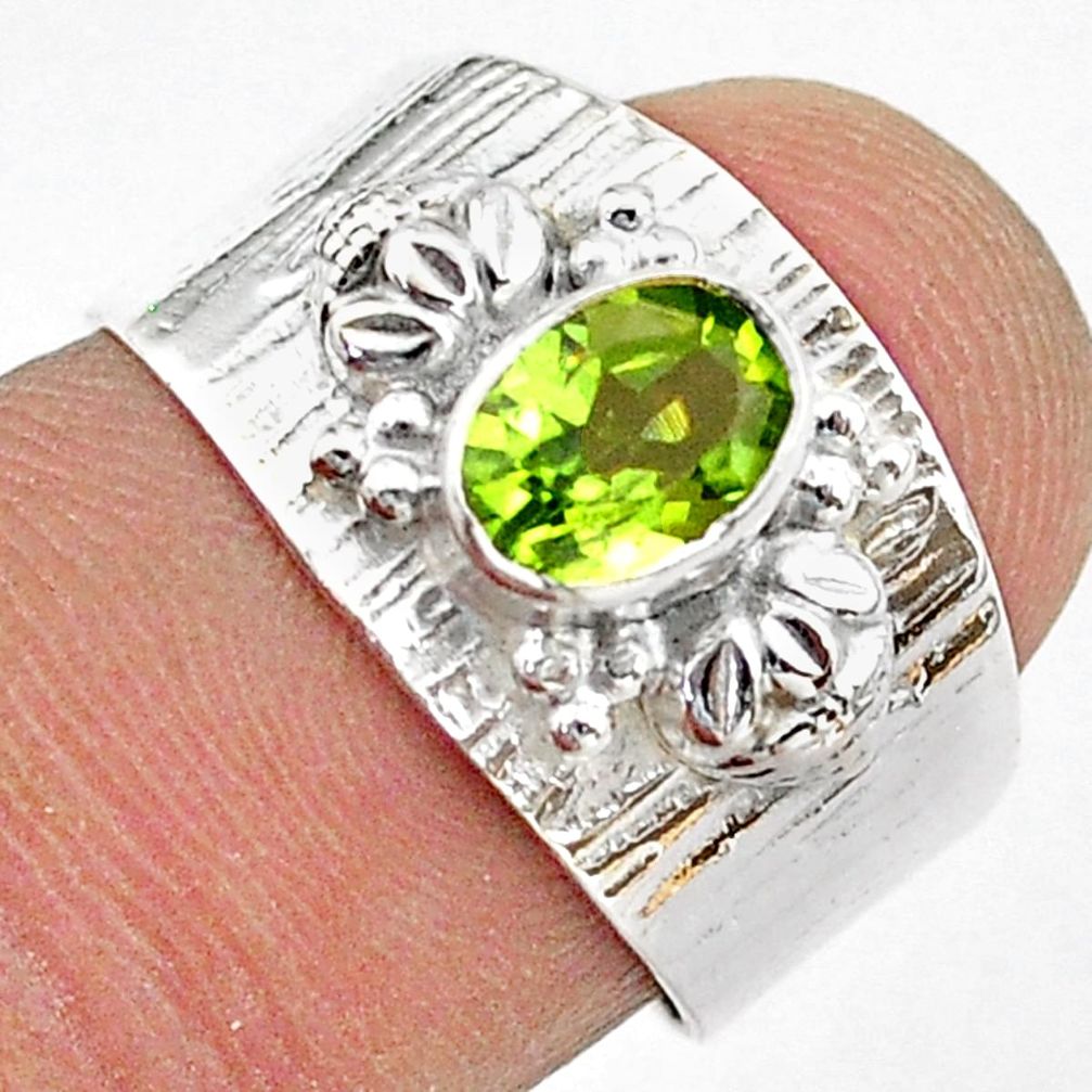 1.54cts solitaire natural green peridot 925 sterling silver ring size 7 t42227
