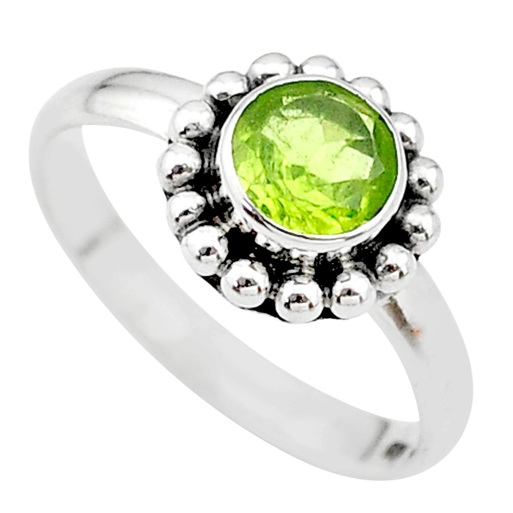 1.34cts solitaire natural green peridot 925 sterling silver ring size 8 t19957