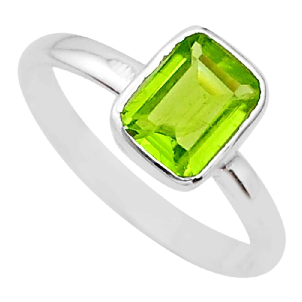 2.10cts solitaire natural green peridot 925 sterling silver ring size 8 t36613