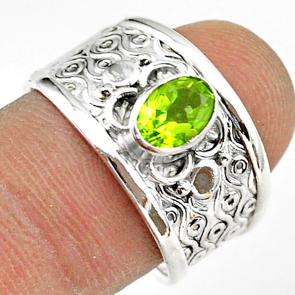 1.63cts solitaire natural green peridot 925 sterling silver ring size 8 t42229