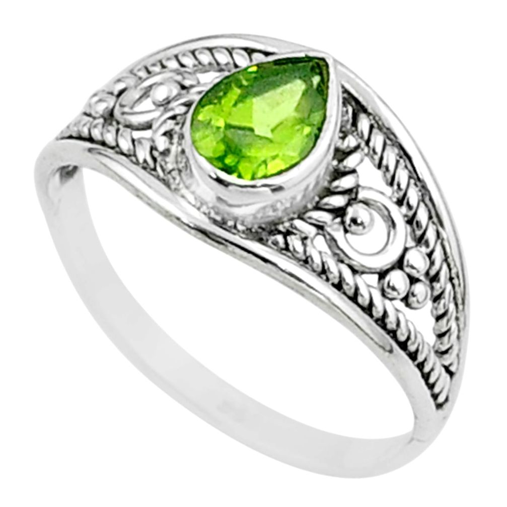 1.44cts solitaire natural green peridot 925 sterling silver ring size 8 t51946