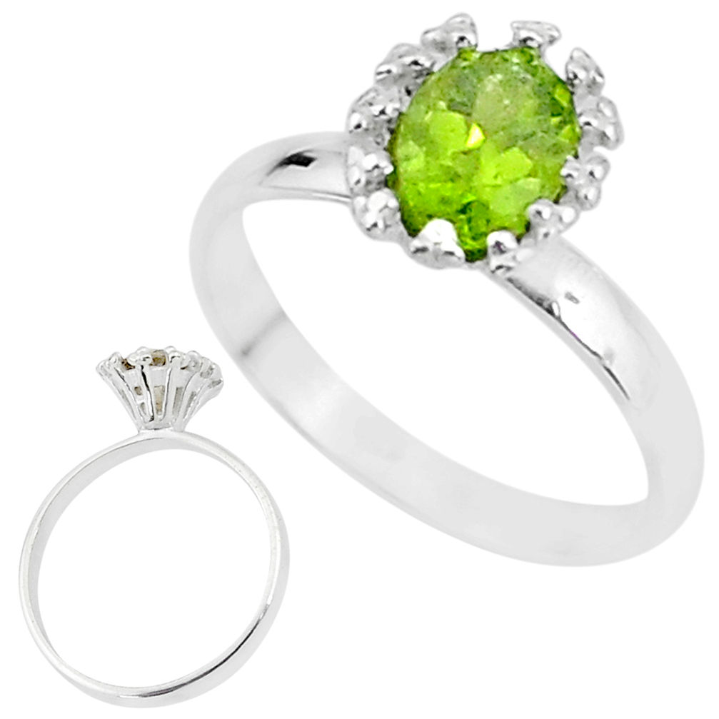 2.41cts solitaire natural green peridot 925 sterling silver ring size 8 t7209