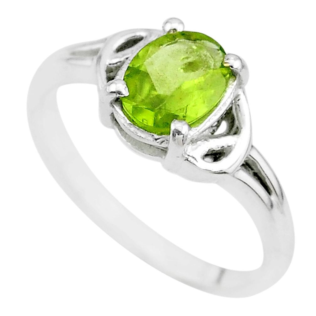 2.29cts solitaire natural green peridot 925 sterling silver ring size 8 t7942