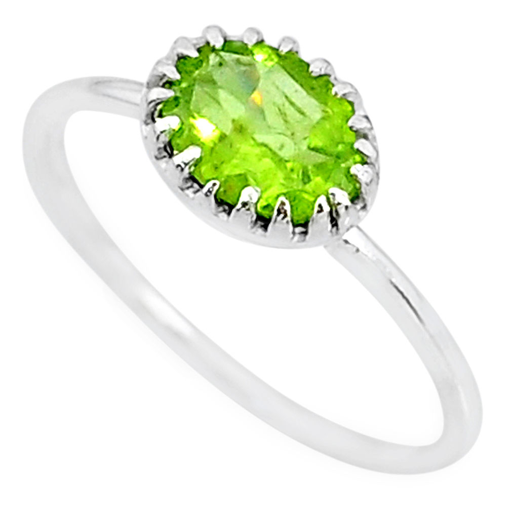 1.98cts solitaire natural green peridot 925 sterling silver ring size 8 t8986