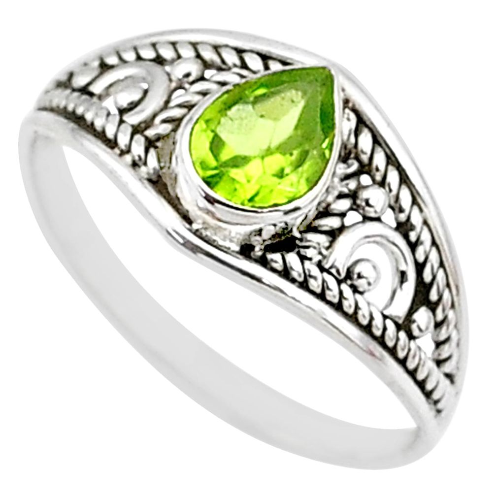 1.56cts natural cut peridot 925 silver graduation handmade ring size 8 t9260