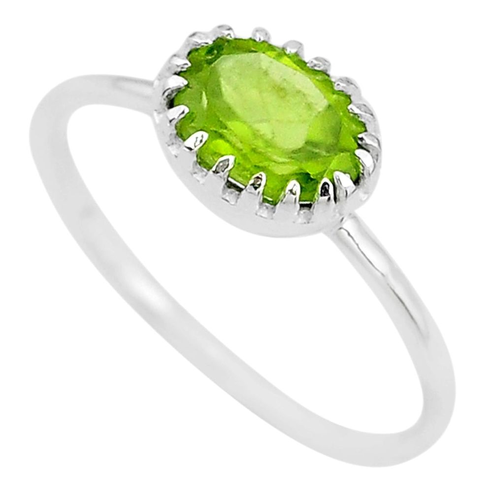 1.98cts solitaire natural green peridot 925 sterling silver ring size 9 t8102