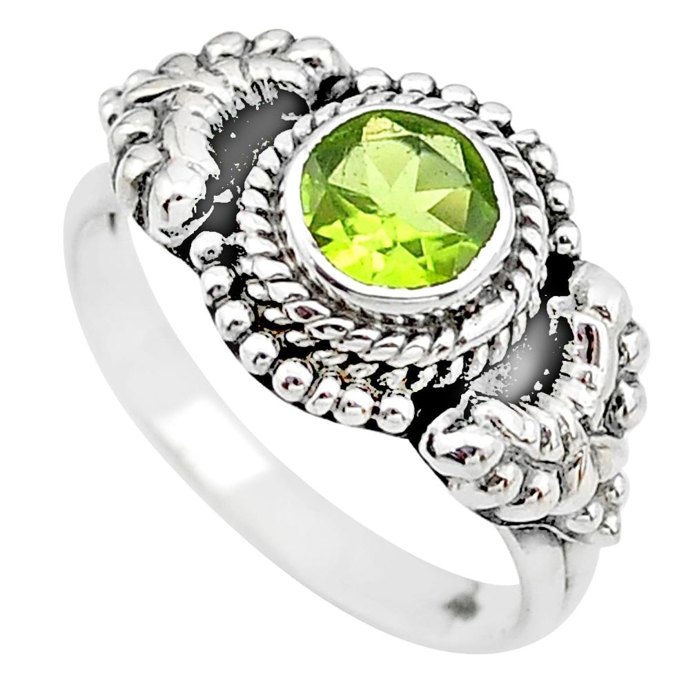 1.16cts solitaire natural green peridot 925 sterling silver ring size 7.5 t19866