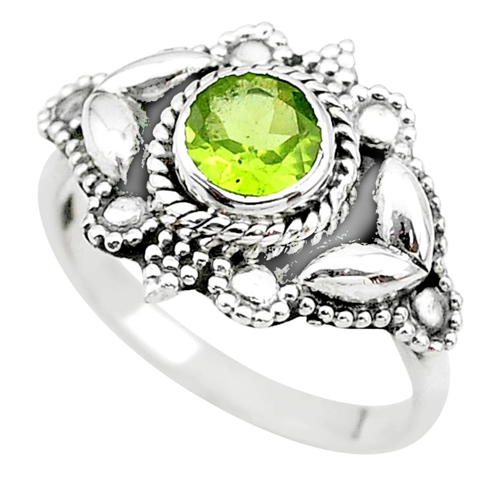 1.22cts solitaire natural green peridot 925 sterling silver ring size 6.5 t19895