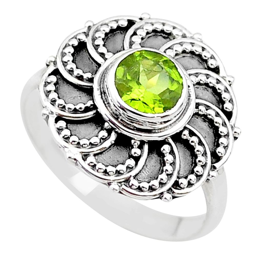 1.05cts solitaire natural green peridot 925 sterling silver ring size 8.5 t19994