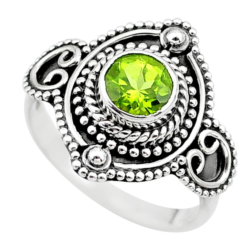 1.09cts solitaire natural green peridot 925 sterling silver ring size 7.5 t20017