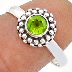0.74cts solitaire natural green peridot faceted 925 silver ring size 8.5 u90930