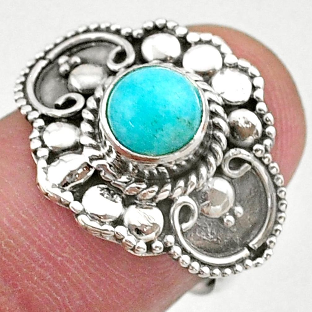 1.09cts solitaire natural green peruvian amazonite 925 silver ring size 7 t27390