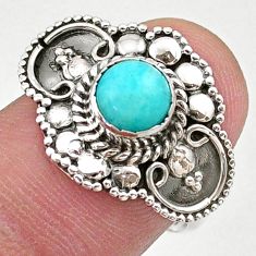 1.09cts solitaire natural green peruvian amazonite 925 silver ring size 7 t27392
