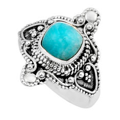 2.54cts solitaire natural green peruvian amazonite 925 silver ring size 7 y46932