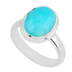 4.82cts solitaire natural green peruvian amazonite 925 silver ring size 7 y64821