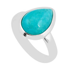 4.25cts solitaire natural green peruvian amazonite 925 silver ring size 7 y65367