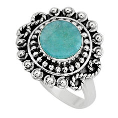 2.42cts solitaire natural green peruvian amazonite 925 silver ring size 7 y78107