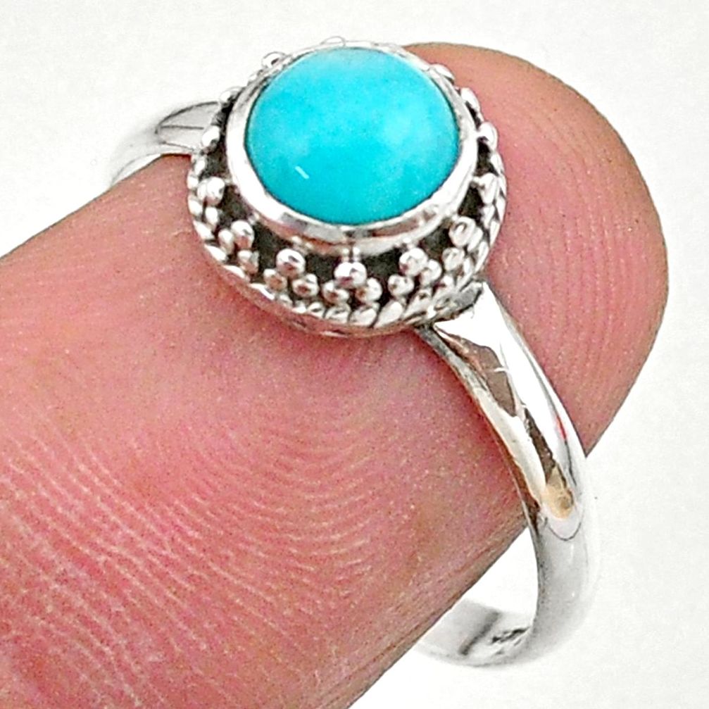 0.84cts solitaire natural green peruvian amazonite 925 silver ring size 8 t27373