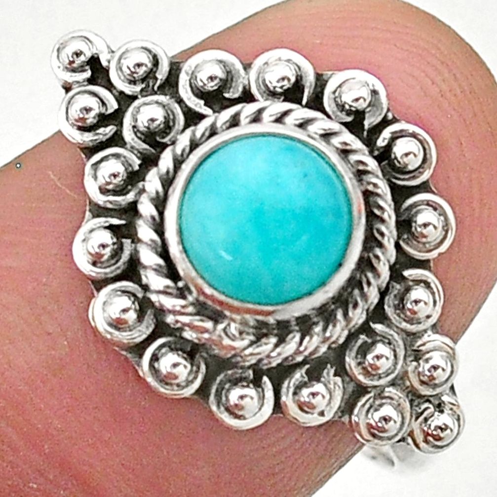 1.22cts solitaire natural green peruvian amazonite 925 silver ring size 8 t27530