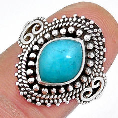 4.31cts solitaire natural green peruvian amazonite 925 silver ring size 8 y4005