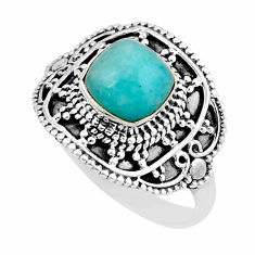 2.68cts solitaire natural green peruvian amazonite 925 silver ring size 8 y46951