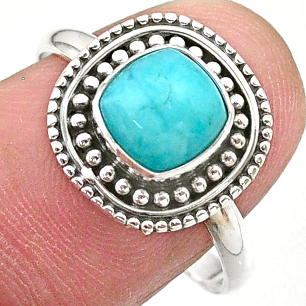 2.29cts solitaire natural green peruvian amazonite 925 silver ring size 9 t27386