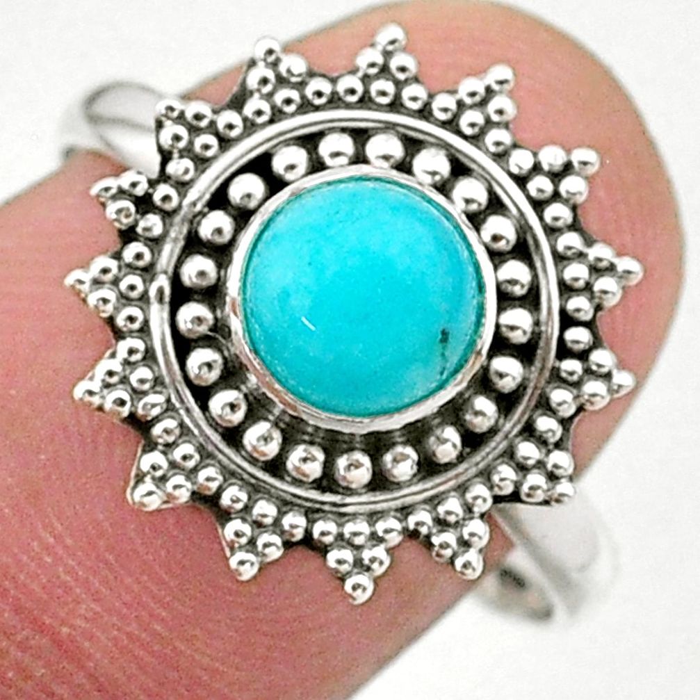 0.99cts solitaire natural green peruvian amazonite 925 silver ring size 9 t27389