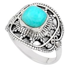 2.53cts solitaire natural green peruvian amazonite silver ring size 6.5 t27100