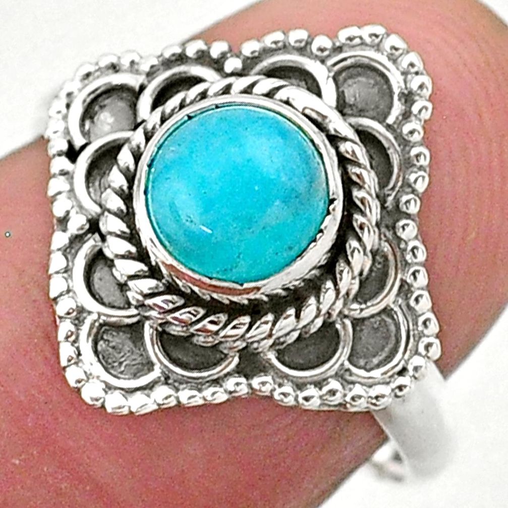 0.82cts solitaire natural green peruvian amazonite silver ring size 7.5 t27521