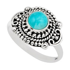 1.09cts solitaire natural green peruvian amazonite silver ring size 7.5 y46925