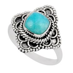 2.55cts solitaire natural green peruvian amazonite silver ring size 7.5 y46930