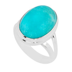 9.96cts solitaire natural green peruvian amazonite silver ring size 7.5 y59518