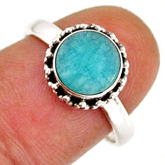 2.87cts solitaire natural green peruvian amazonite silver ring size 7.5 y78192