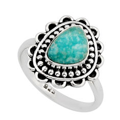 2.50cts solitaire natural green peruvian amazonite silver ring size 7.5 y79381